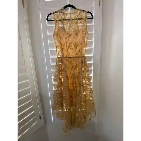 NWT Eva Franco Wheat Sequin Dress BEIGE - SIZE 0 - - Picture 2 of 5